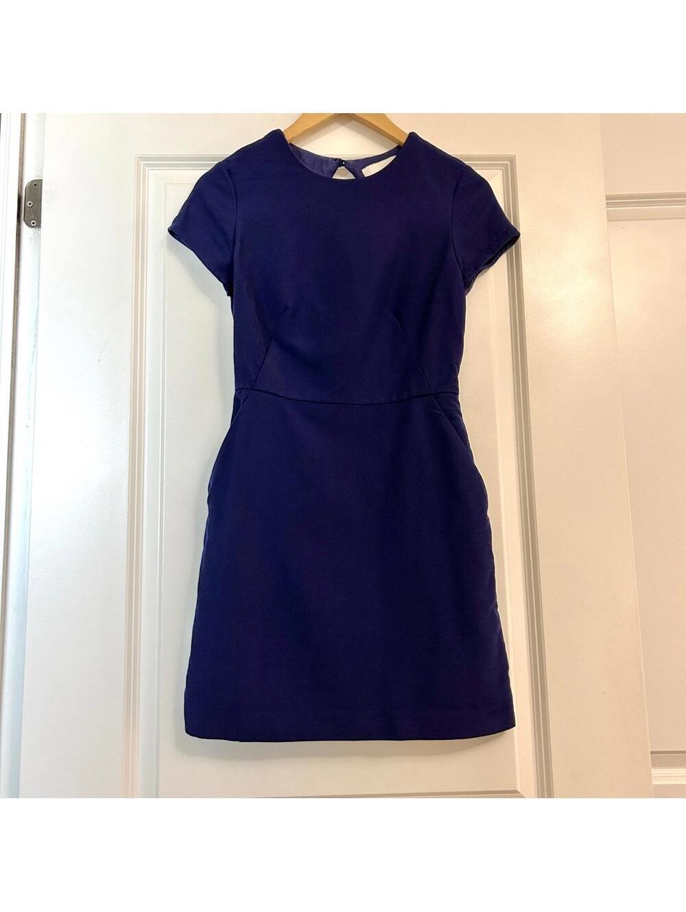 Phillip Lim Keyhole Cutout Back Mini Dress, short sleeves, navy blue, size 0